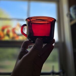 Vintage Arcoroc France Red Glass Teacup